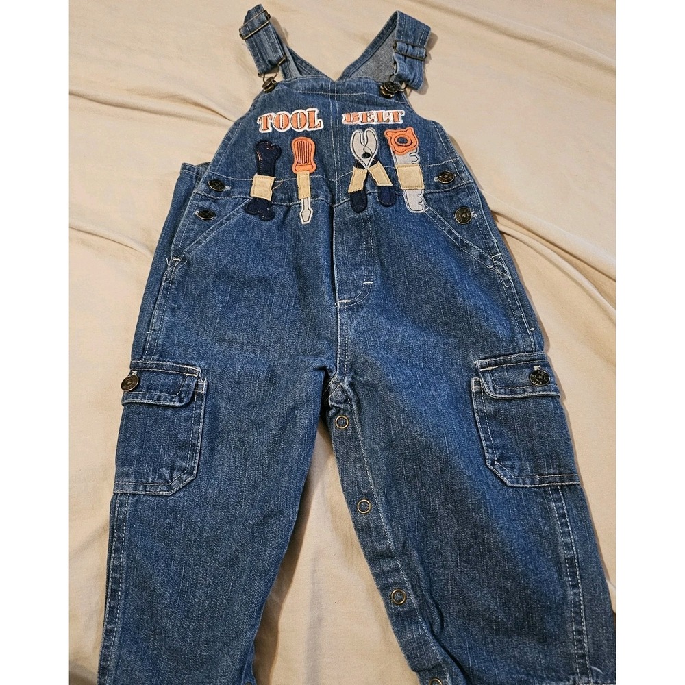 Vintage Tool Belt Overalls Bib Denim Jeans Embroidered 18M Unique